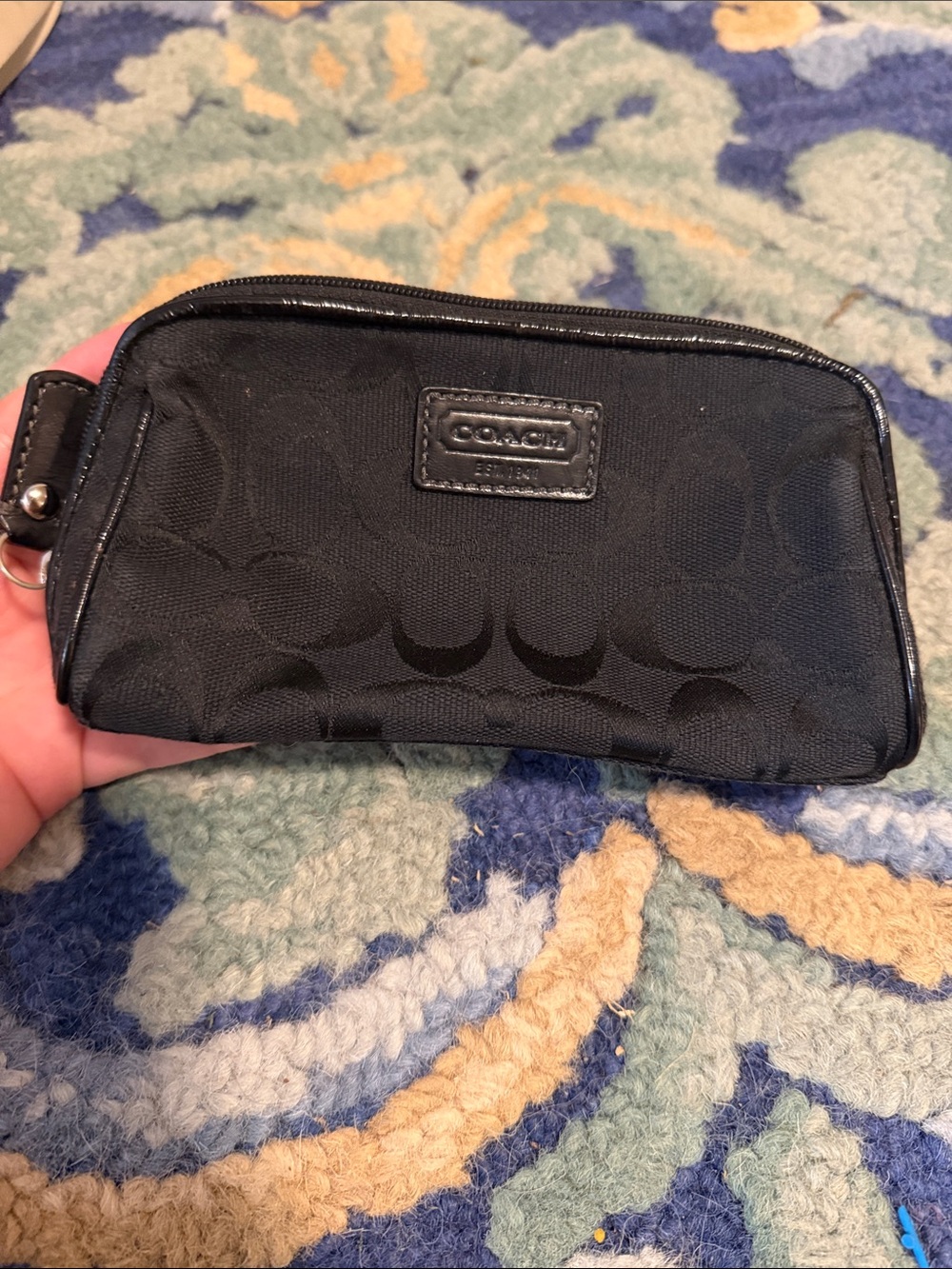 Coach Black Signature Small Zip Pouch